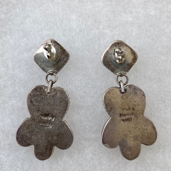Sterling Nakai Navajo Earrings w/ turquoise and multicolor stones - Picture 2 of 2
